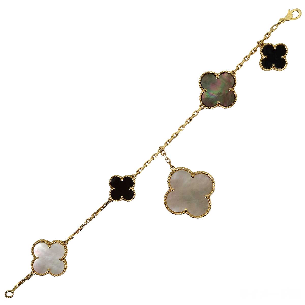 [Pre-loved] Van Cleef & Arpels bracelet Magic Alhambra 5 motifs Gold/Blanc (White)/Noir (Black)/Grey K18/Onyx/Mother of pearl VCARD78700[LIKE NEW][Authentic]