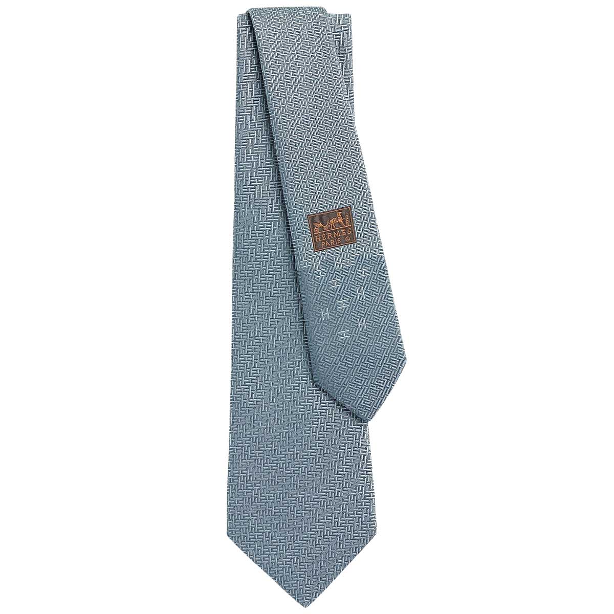 HERMES tie Geometrical H Gris PerleGris Silk100% H339391T 03[BRAND NEW][Authentic]