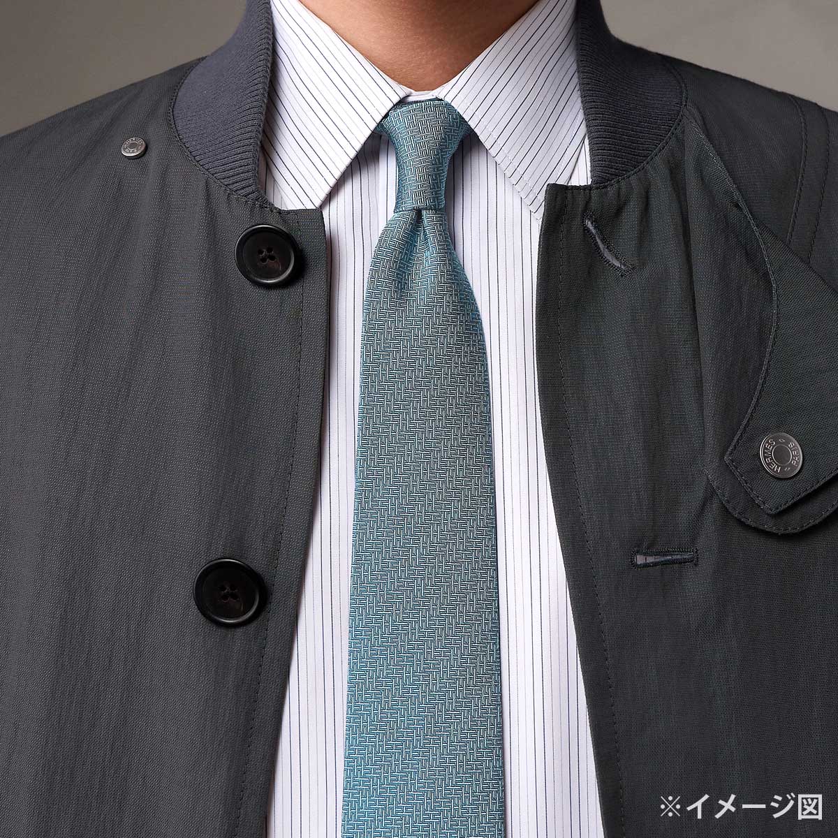 HERMES tie Geometrical H Gris PerleGris Silk100% H339391T 03[BRAND NEW][Authentic]