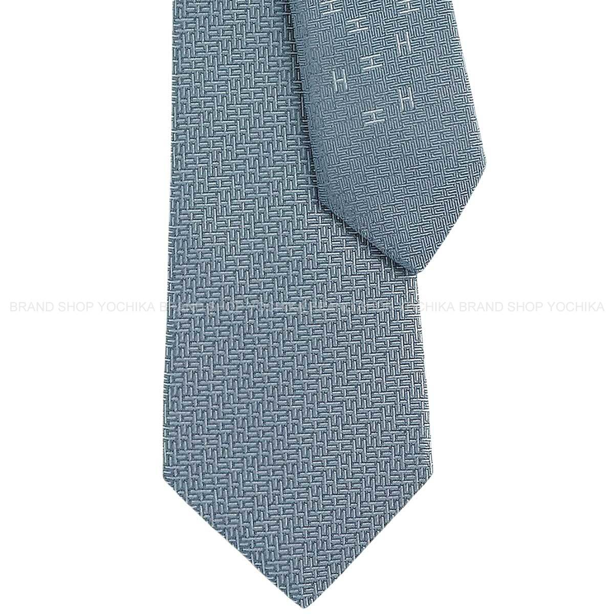 HERMES tie Geometrical H Gris PerleGris Silk100% H339391T 03[BRAND NEW][Authentic]