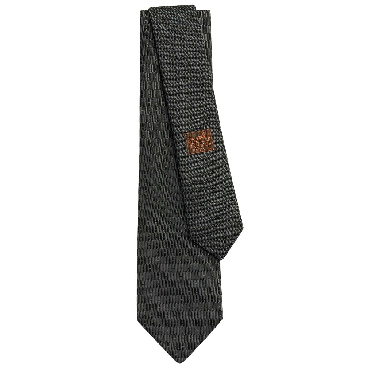 HERMES tie H Gothique Noir (Black)Anthracite Silk100% H339252T 01[BRAND NEW][Authentic]