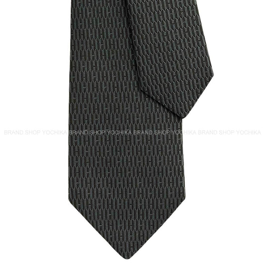 HERMES tie H Gothique Noir (Black)Anthracite Silk100% H339252T 01[BRAND NEW][Authentic]