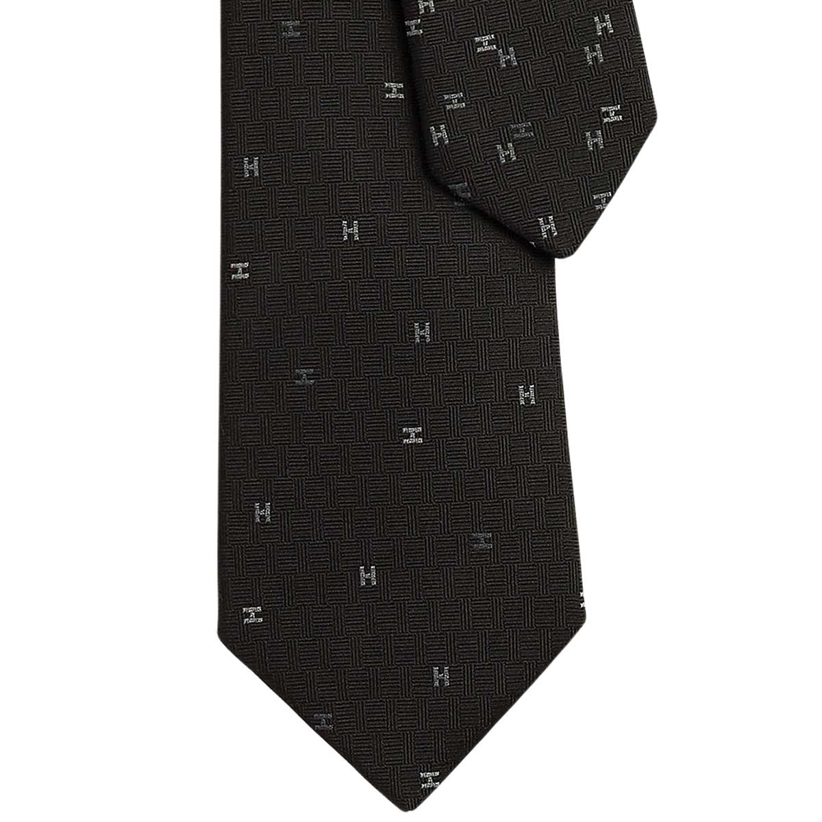 HERMES tie Spread H Noir (Black)Anthracite/Gris Silk100% H339418T 01[BRAND NEW][Authentic]