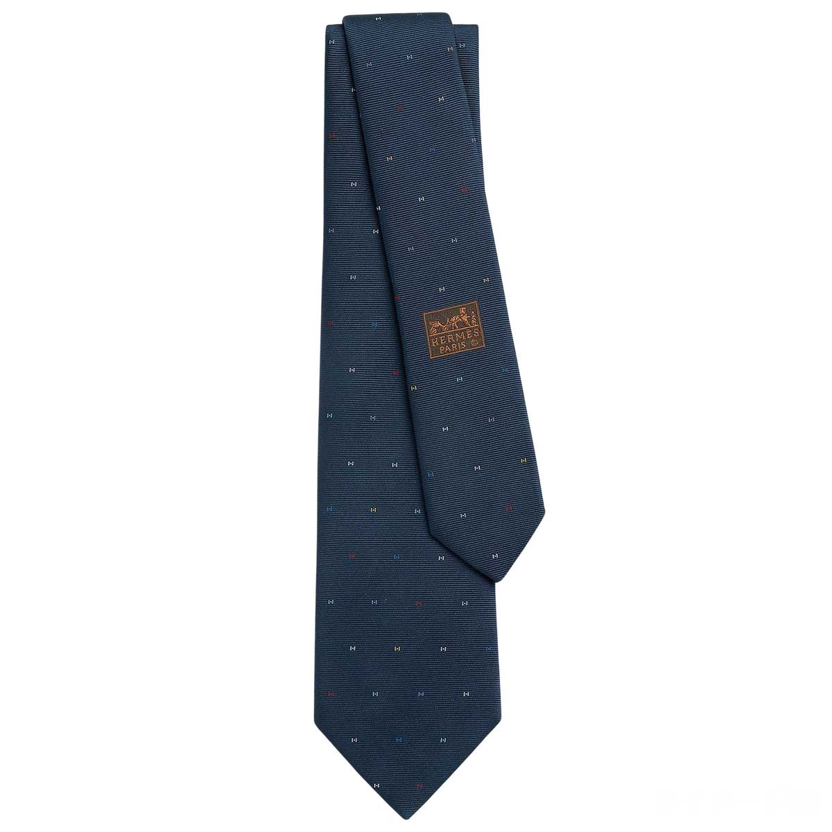 HERMES tie H MicroMarine Clair/Multicolore Silk100% H339450T 04[BRAND NEW][Authentic]