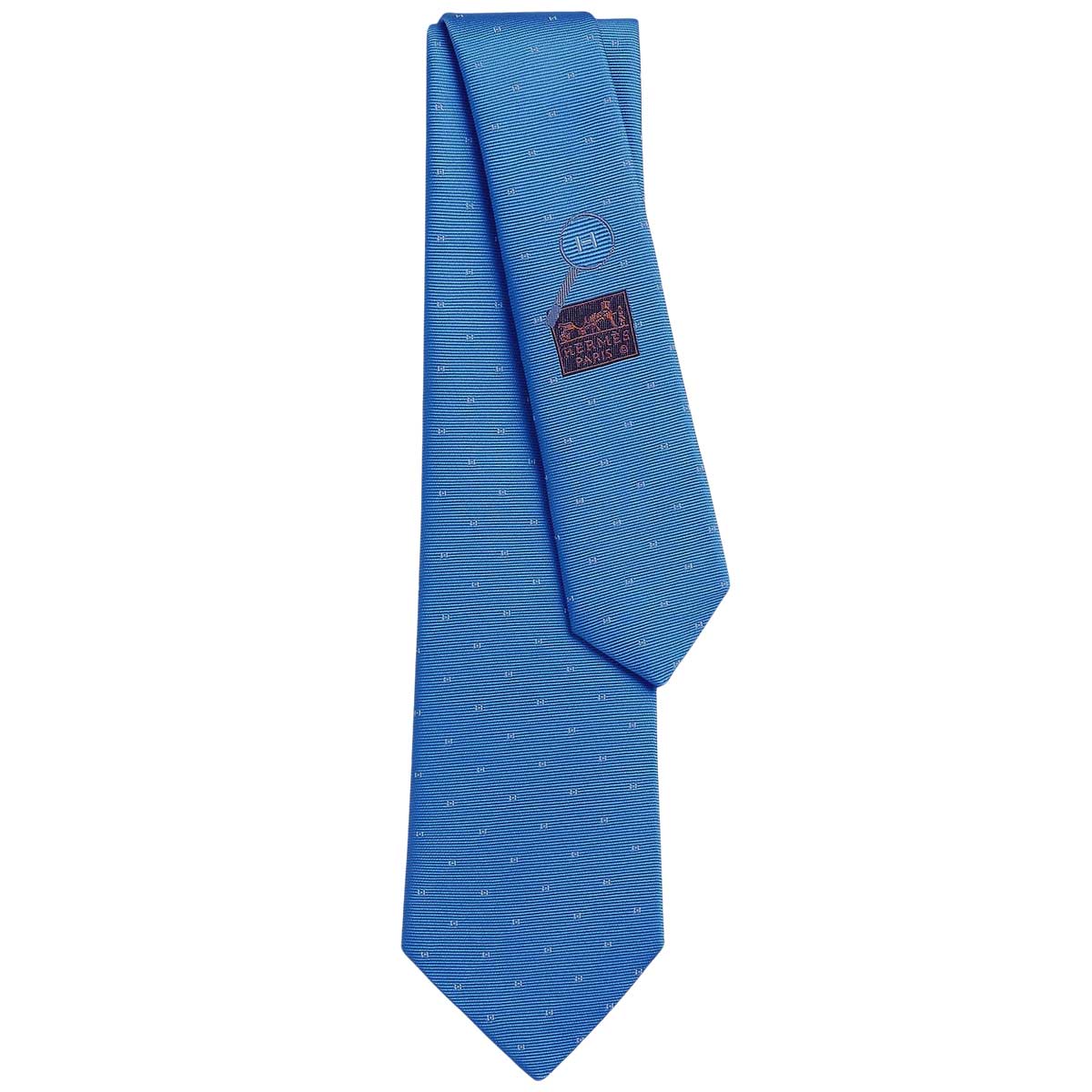 HERMES tie Magnifying HBleu Moyen/Blanc (White) Silk100% H334161T 04[BRAND NEW][Authentic]