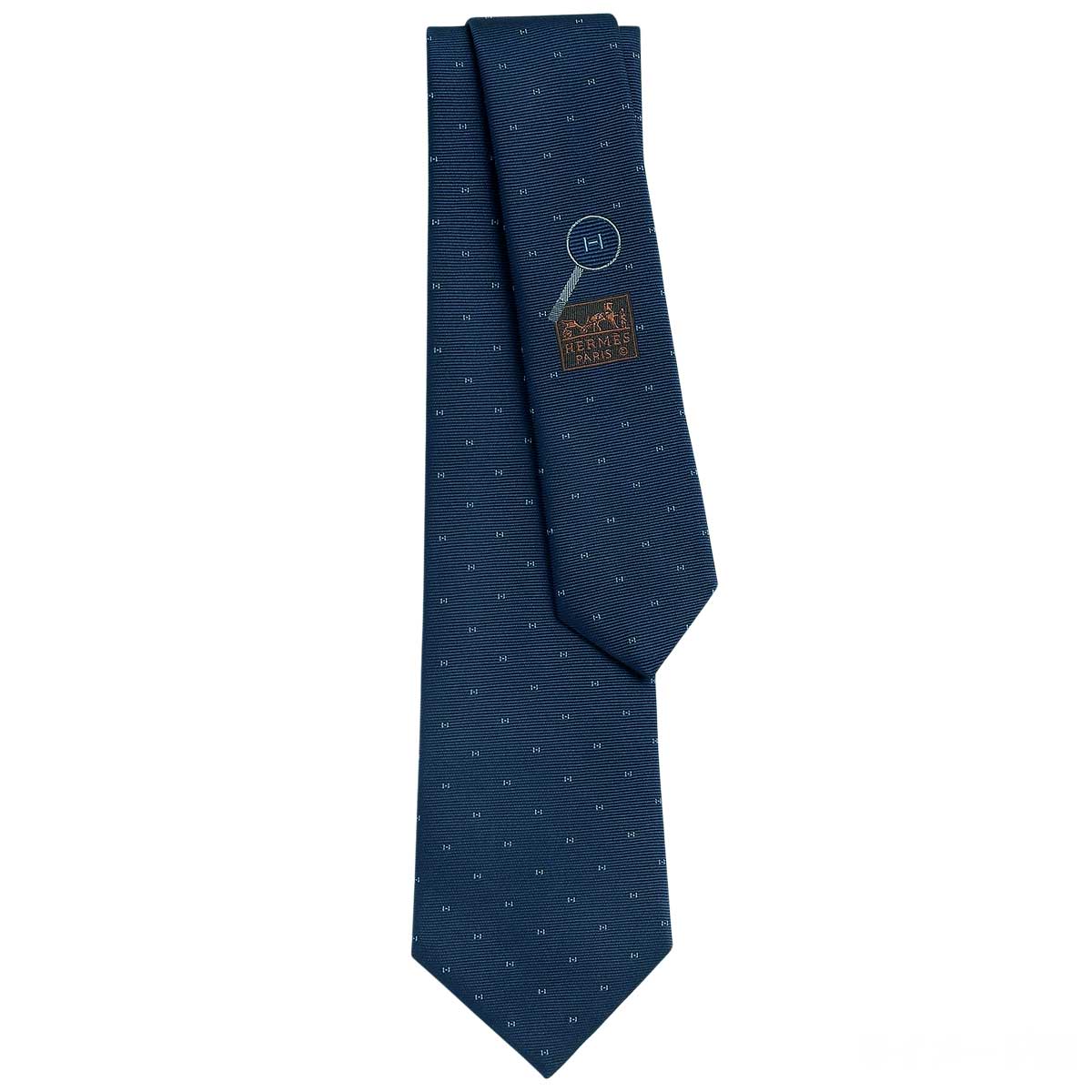 HERMES tie Magnifying HMarine/Blue Clair Silk100% H334161T 01[BRAND NEW][Authentic]