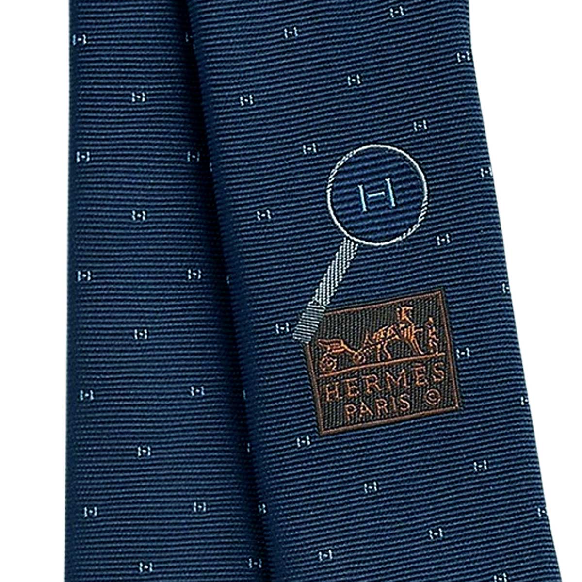 HERMES tie Magnifying HMarine/Blue Clair Silk100% H334161T 01[BRAND NEW][Authentic]