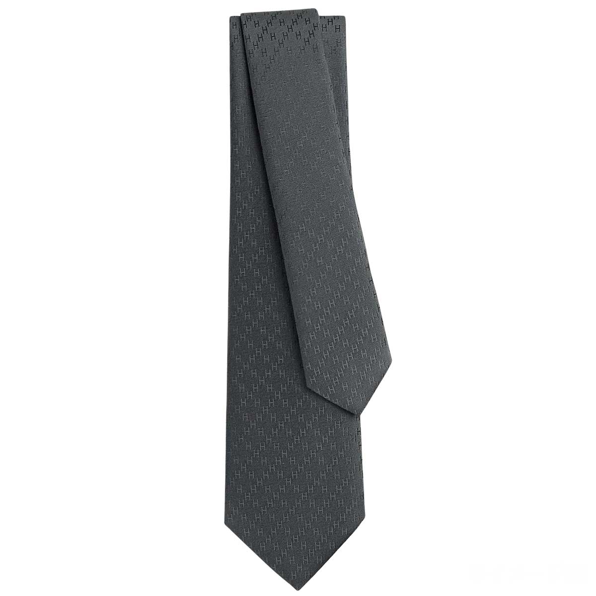 HERMES tie New Faconnee HGris Fonce Silk100% H036233T 21[BRAND NEW][Authentic]