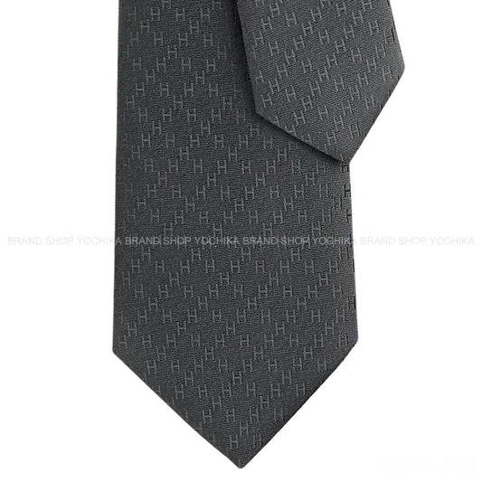 HERMES tie New Faconnee HGris Fonce Silk100% H036233T 21[BRAND NEW][Authentic]