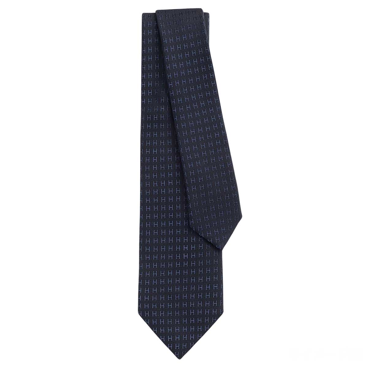 HERMES tie FACONNEE H Marine Silk100% H03632IT 11[BRAND NEW][Authentic]
