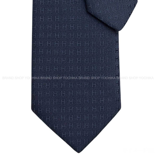HERMES tie FACONNEE H Marine Silk100% H03632IT 11[BRAND NEW][Authentic]