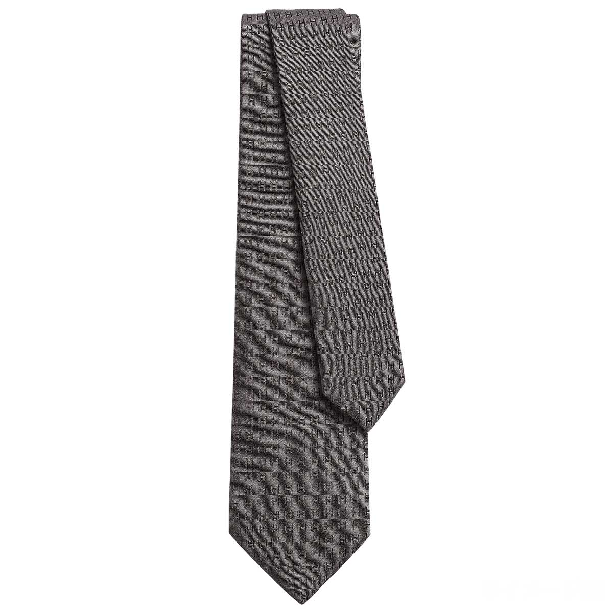 HERMES tie Faconne HAcier Silk100% H03632IT 18[BRAND NEW][Authentic]
