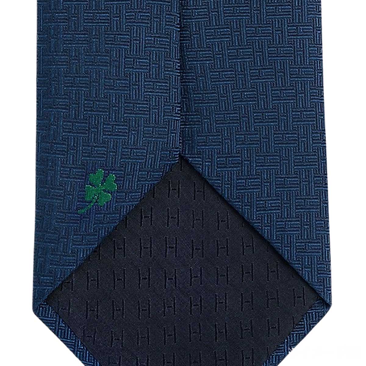 HERMES tie H TreflesMarine Silk100% H659448T 03[BRAND NEW][Authentic]