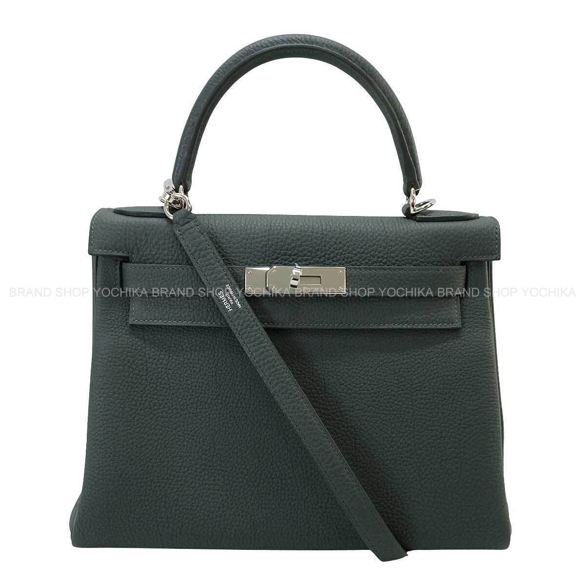 HERMES Shoulder bag Kelly28 Retourne Vert Mangrove Veau Togo Silver HW Stamp K[BRAND NEW][Authentic]