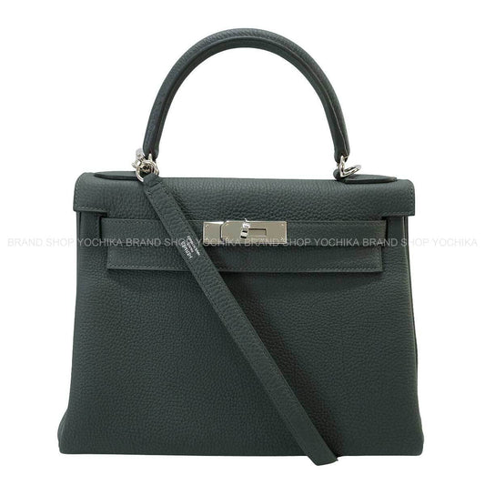 HERMES Shoulder bag Kelly28 Retourne Vert Mangrove Veau Togo Silver HW Stamp K[BRAND NEW][Authentic]