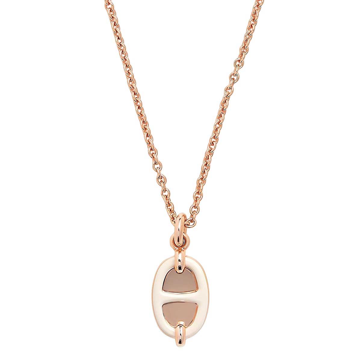 HERMES necklace Mini Maillon PM Pendant Cream Rosegold plated/Lacquer Rose Gold HW H100053FOD3[BRAND NEW][Authentic]