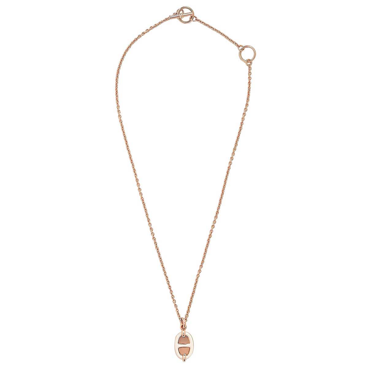 HERMES necklace Mini Maillon PM Pendant Cream Rosegold plated/Lacquer Rose Gold HW H100053FOD3[BRAND NEW][Authentic]