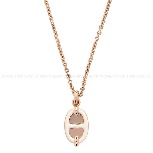 HERMES necklace Mini Maillon PM Pendant Cream Rosegold plated/Lacquer Rose Gold HW H100053FOD3[BRAND NEW][Authentic]
