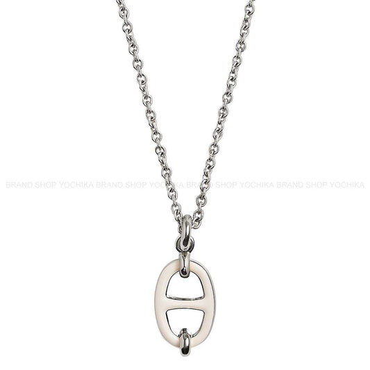 HERMES necklace Mini Maillon PM Pendant Cream Silver Plated/lacquer[BRAND NEW][Authentic]