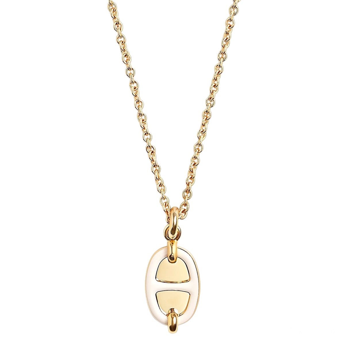 HERMES necklace Mini Maillon PM PendantCream Gold plated/Lacquer Gold HW[BRAND NEW][Authentic]