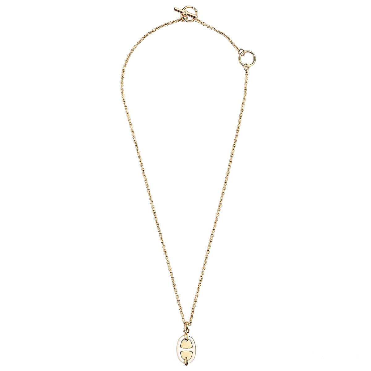 HERMES necklace Mini Maillon PM PendantCream Gold plated/Lacquer Gold HW[BRAND NEW][Authentic]