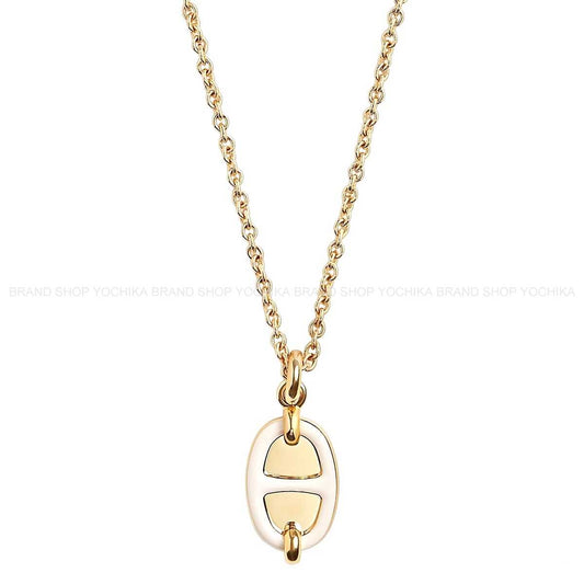 HERMES necklace Mini Maillon PM PendantCream Gold plated/Lacquer Gold HW[BRAND NEW][Authentic]