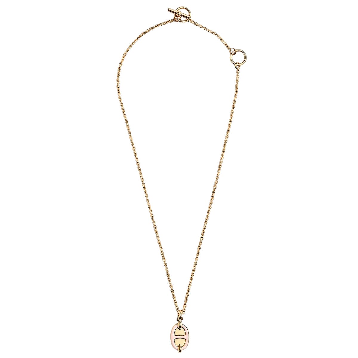 HERMES necklace Mini Maillon PM PendantRose candor Gold plated/Lacquer[EXCELLENT][Authentic]