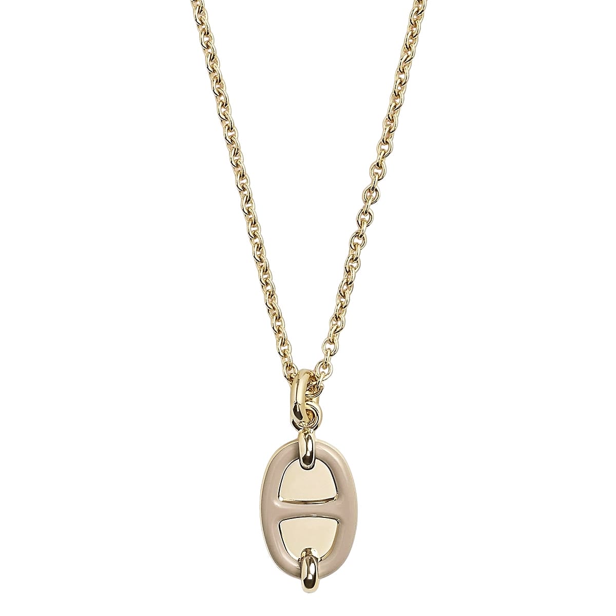 HERMES necklace Mini Maillon PM Pendant Marron Grace Gold plated/Lacquer[EXCELLENT][Authentic]