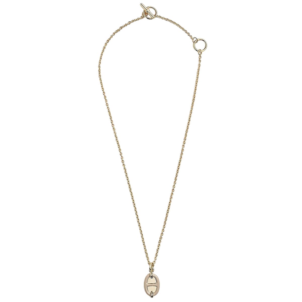 HERMES necklace Mini Maillon PM Pendant Marron Grace Gold plated/Lacquer[EXCELLENT][Authentic]