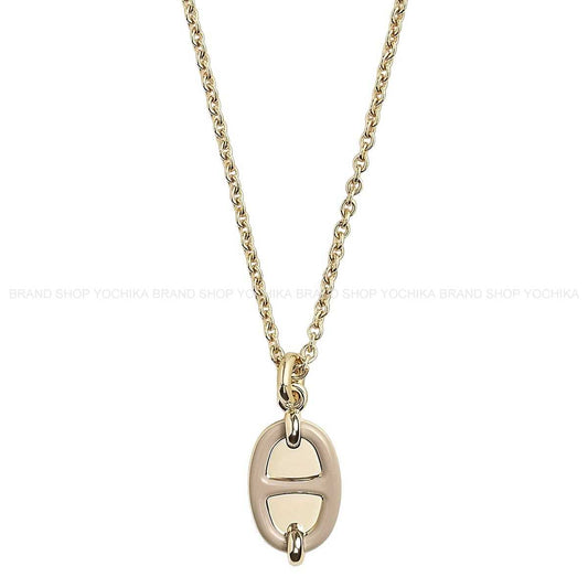 HERMES necklace Mini Maillon PM Pendant Marron Grace Gold plated/Lacquer[EXCELLENT][Authentic]