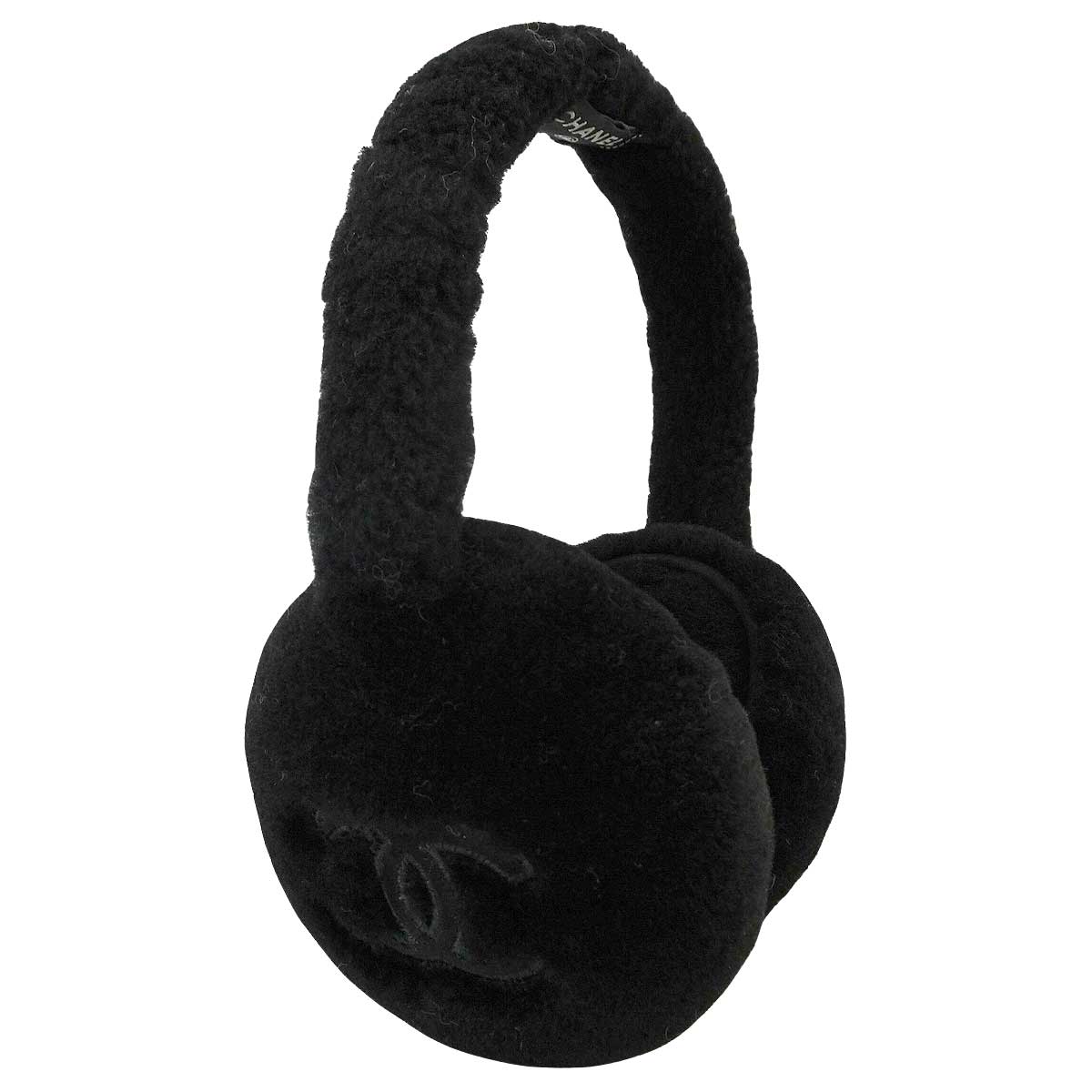 [Pre-loved] CHANEL ear protectors COCO Mark Noir (Black) Shearling Lambskin AAA431[USED SA][Authentic]