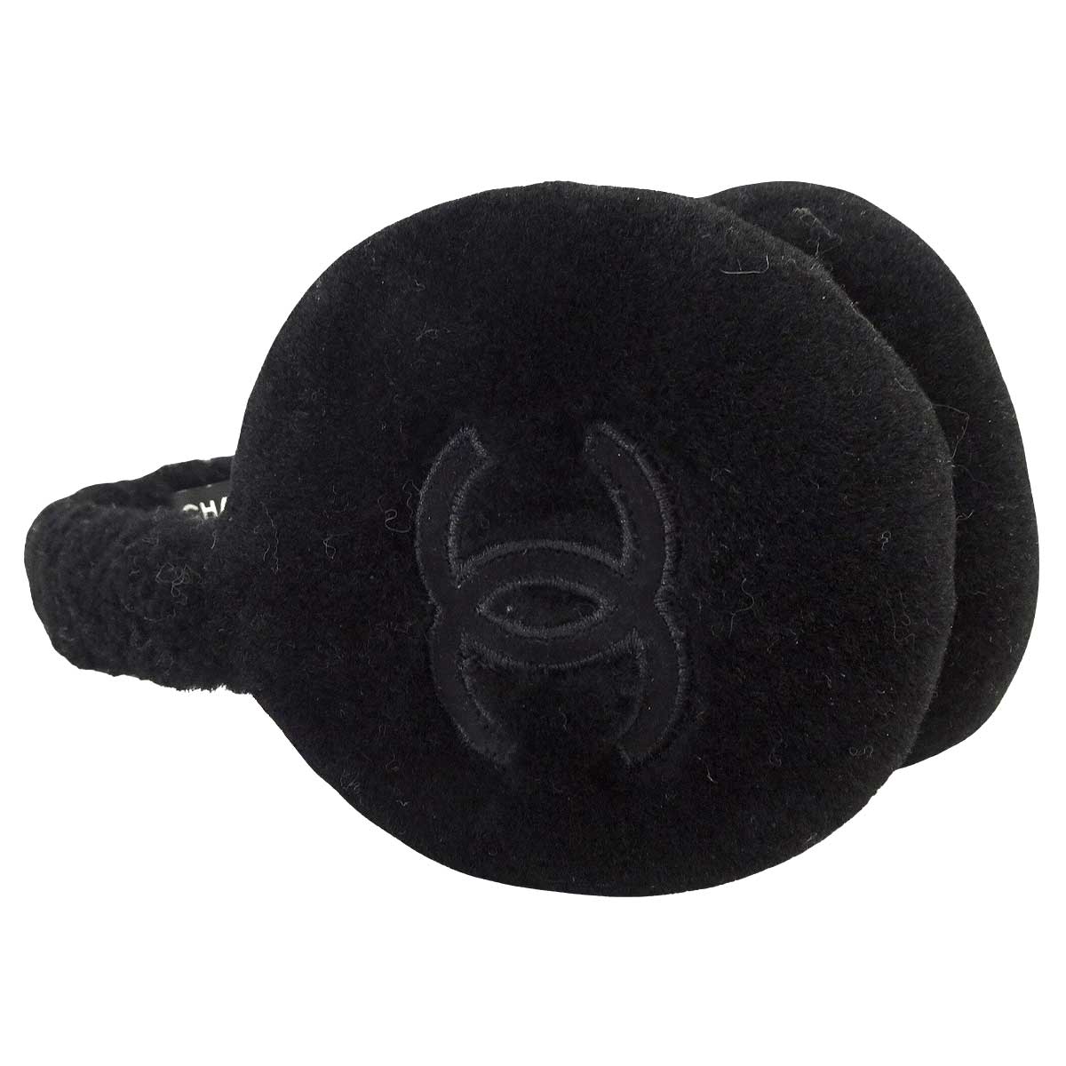 [Pre-loved] CHANEL ear protectors COCO Mark Noir (Black) Shearling Lambskin AAA431[USED SA][Authentic]