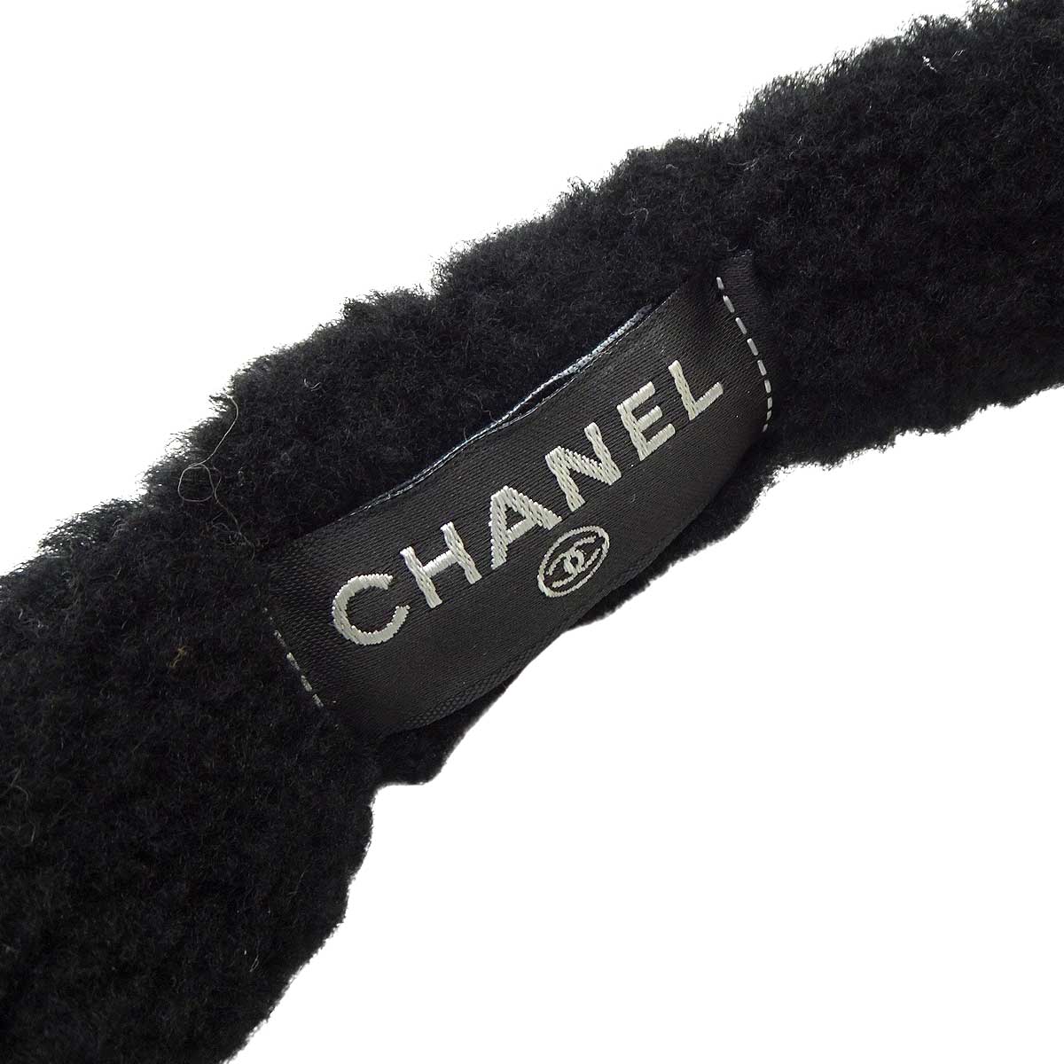 [Pre-loved] CHANEL ear protectors COCO Mark Noir (Black) Shearling Lambskin AAA431[USED SA][Authentic]