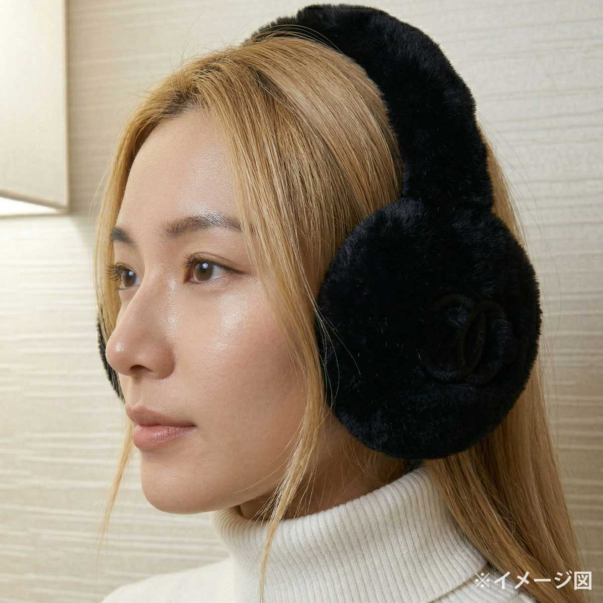 [Pre-loved] CHANEL ear protectors COCO Mark Noir (Black) Shearling Lambskin AAA431[USED SA][Authentic]