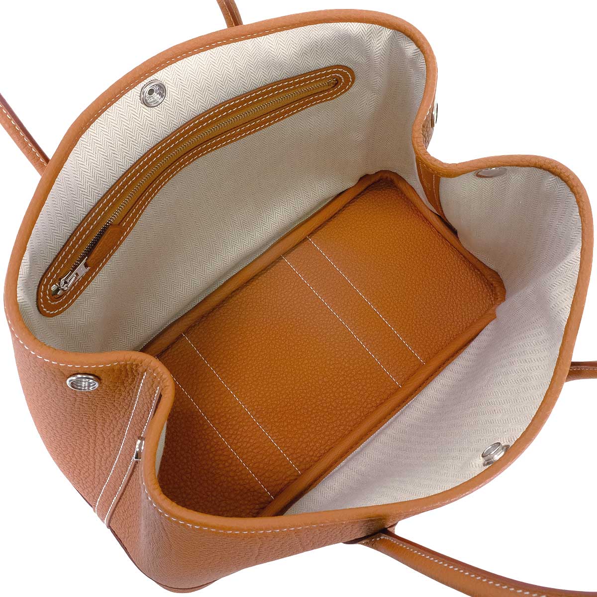 HERMES tote bag Garden Party 30 TPM All Leather Gold Veau Negonda Silver HW Stamp G[BRAND NEW][Authentic]