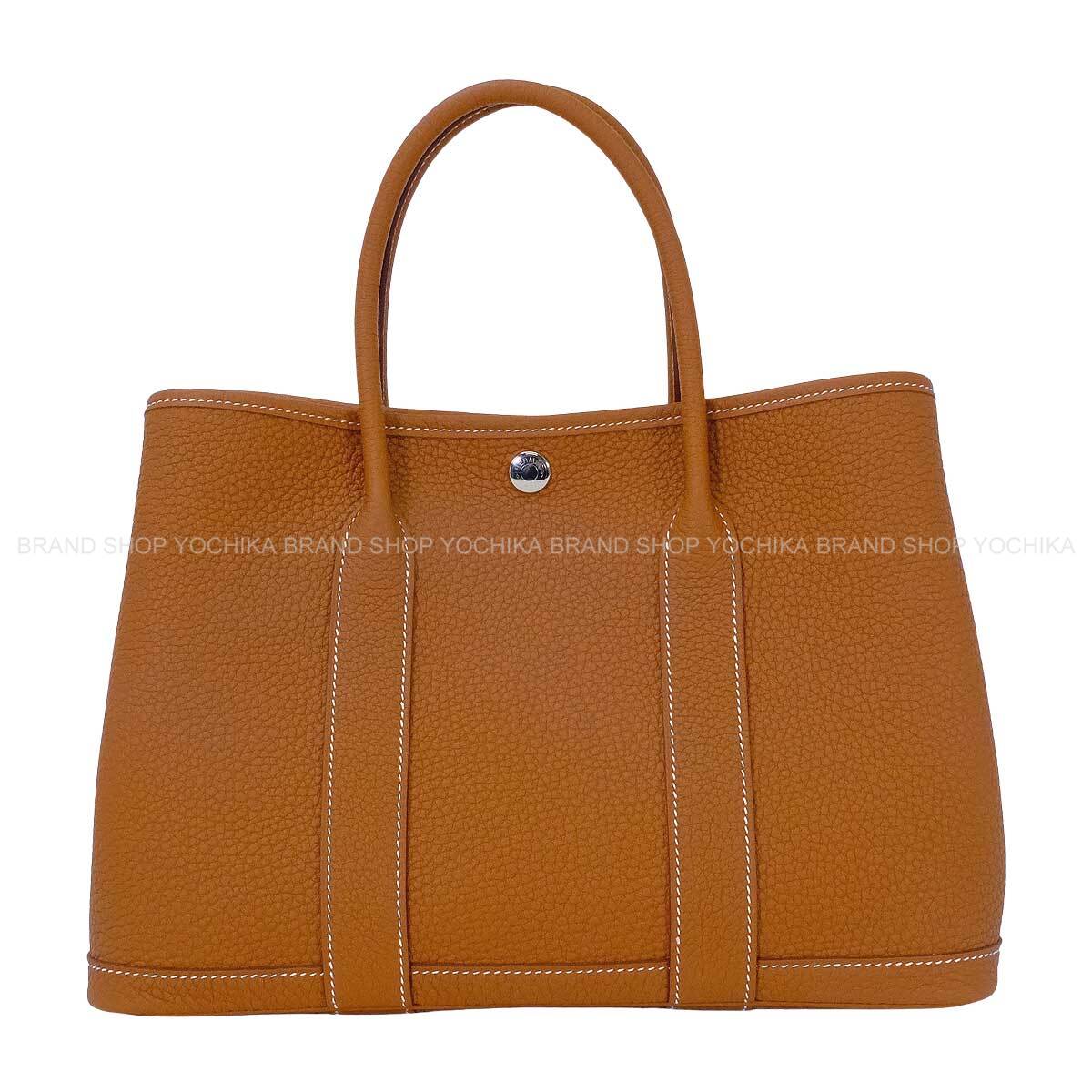 HERMES tote bag Garden Party 30 TPM All Leather Gold Veau Negonda Silver HW Stamp G[BRAND NEW][Authentic]