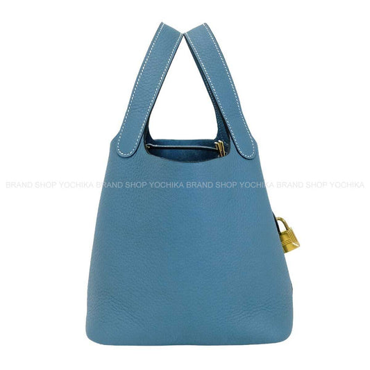 HERMES Handbag Picotin Lock 18 PM New Bleu Jean Taurillon Clemence Gold HW Stamp K[BRAND NEW][Authentic]