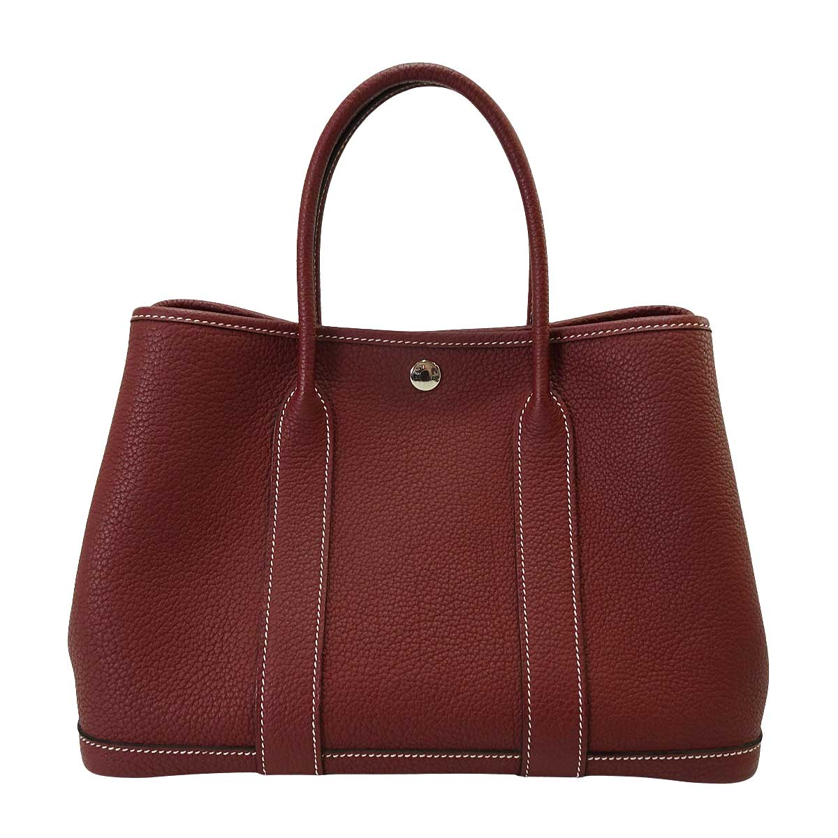 [Pre-loved] HERMES tote bag Garden Party 30 TPM White stitch Rouge H Veau Negonda Silver HW Stamp U[LIKE NEW][Authentic]