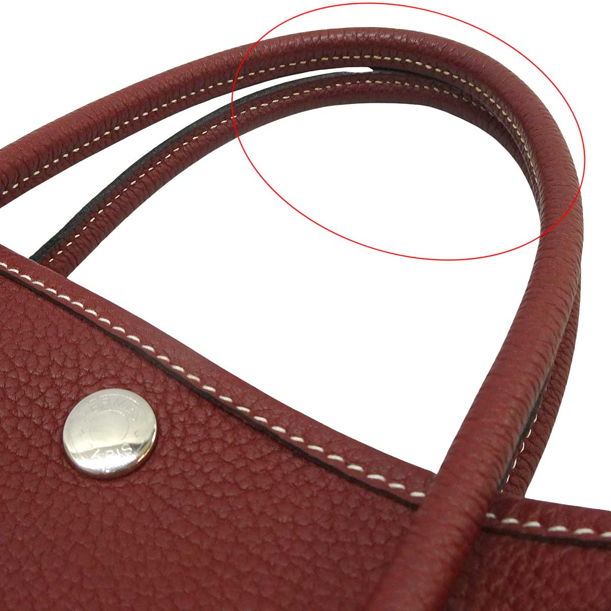 [Pre-loved] HERMES tote bag Garden Party 30 TPM White stitch Rouge H Veau Negonda Silver HW Stamp U[LIKE NEW][Authentic]