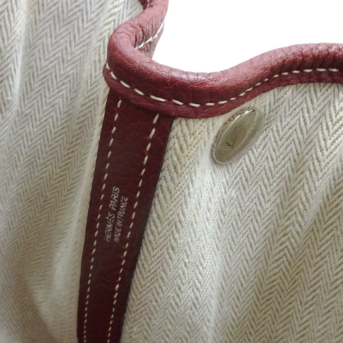 [Pre-loved] HERMES tote bag Garden Party 30 TPM White stitch Rouge H Veau Negonda Silver HW Stamp U[LIKE NEW][Authentic]