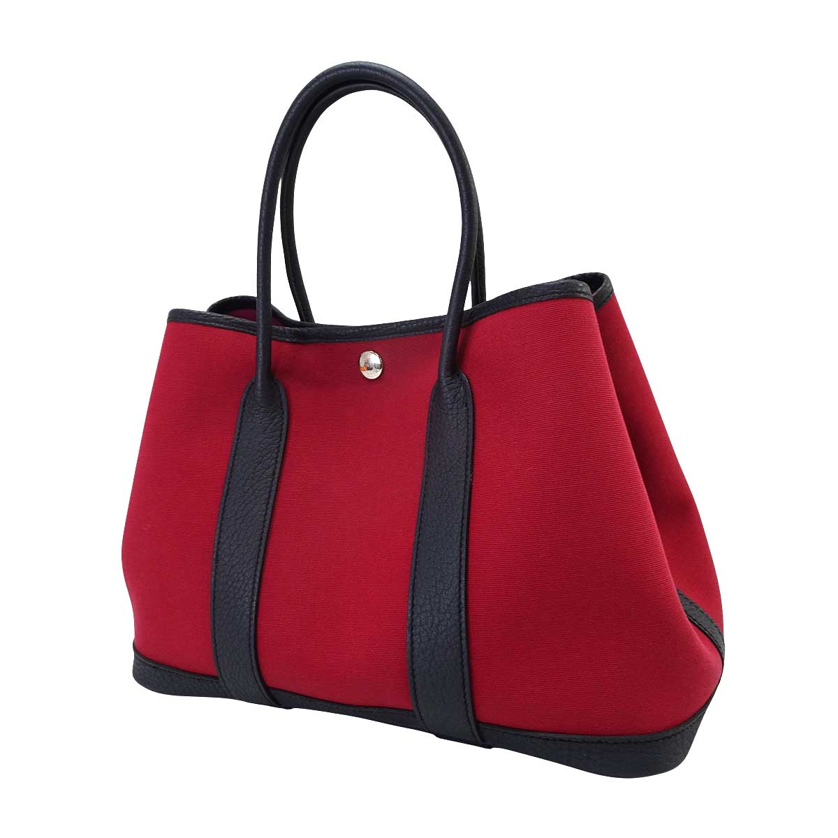 HERMES tote bag Garden Party 30 TPM Rouge Grenade/Blue Indigo Toile/Veau Negonda Silver HW Stamp B[EXCELLENT][Authentic]