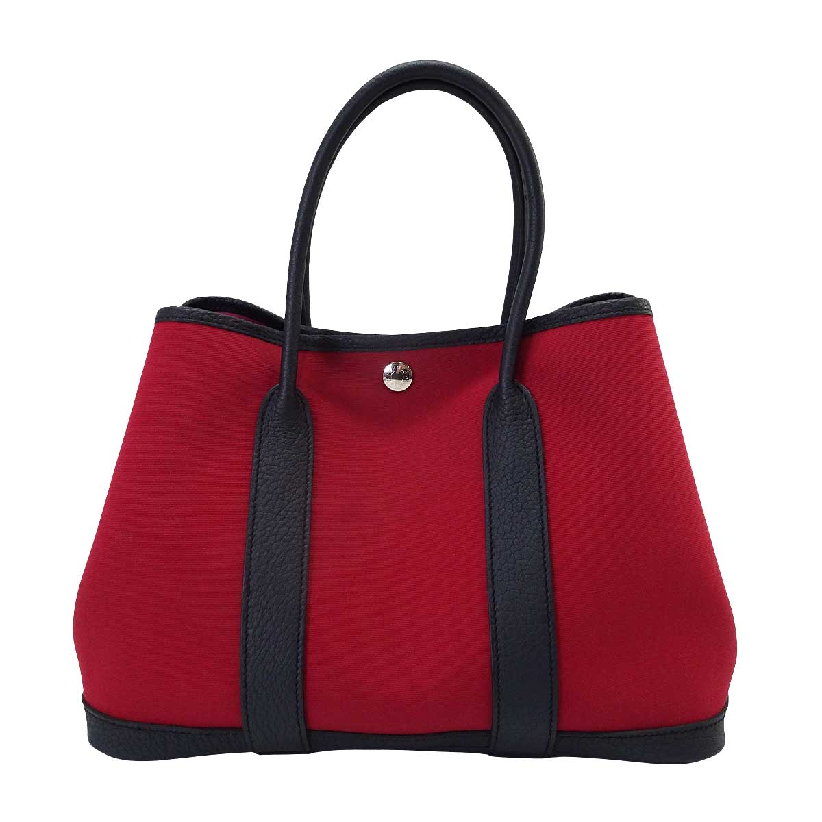 HERMES tote bag Garden Party 30 TPM Rouge Grenade/Blue Indigo Toile/Veau Negonda Silver HW Stamp B[EXCELLENT][Authentic]