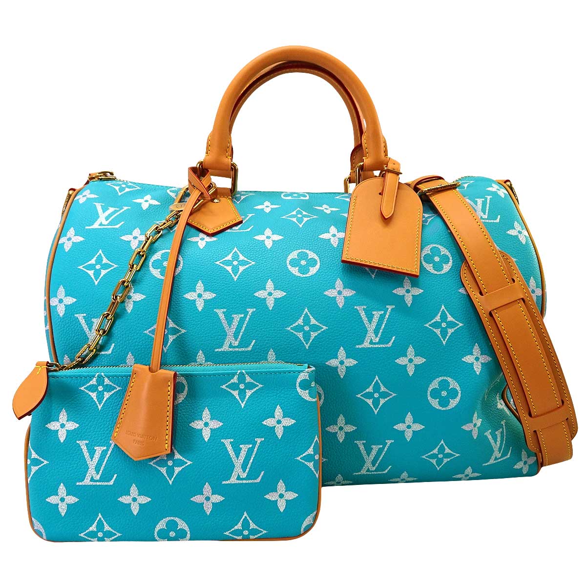 2024SS LOUIS VUITTON Boston bag Speedy P9 Bandouliere 40Turquoise Calf Leather/lamb Leather Gold HW M11564[EXCELLENT][Authentic]