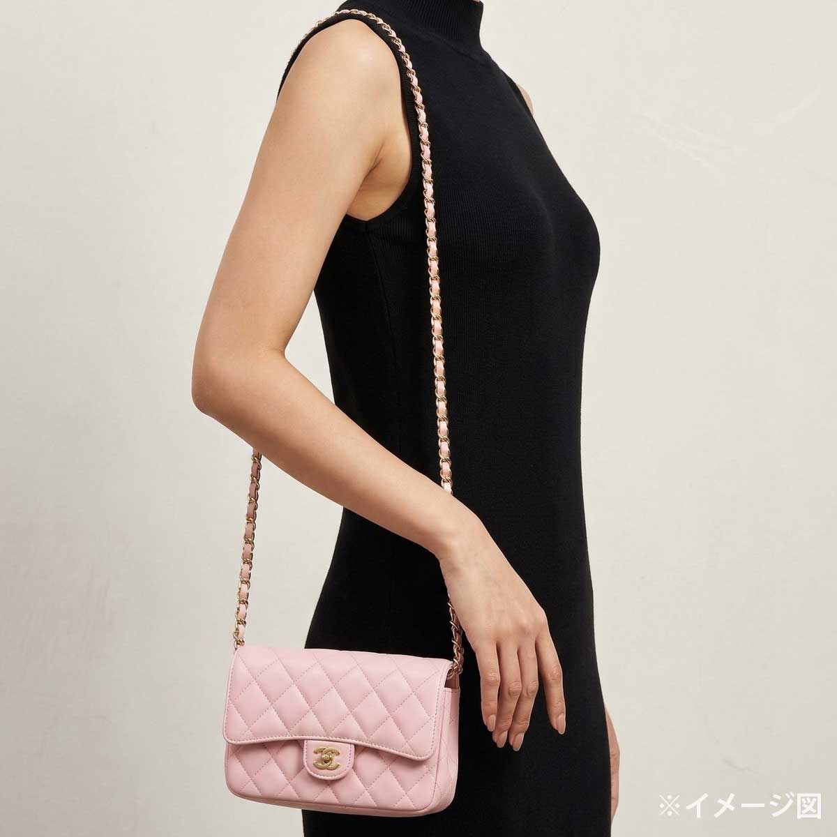 [Pre-loved] CHANEL Shoulder bag Chain Matelasse COCO Phone CaseBaby Pink Graind Calf(Caviarskin) Champagne Gold HW AP2096[LIKE NEW][Authentic]