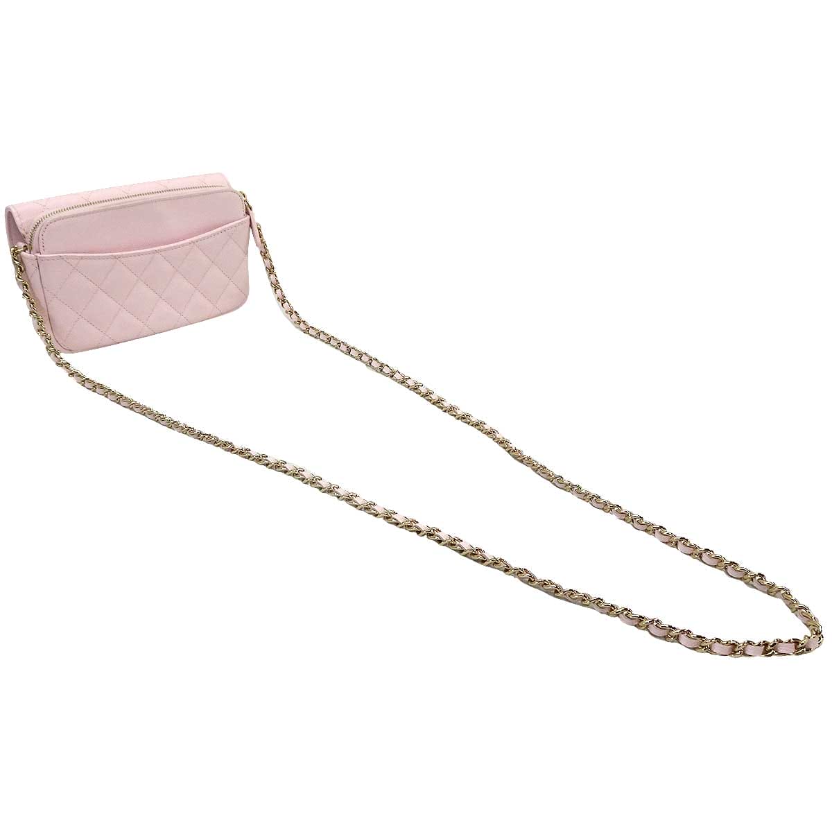 [Pre-loved] CHANEL Shoulder bag Chain Matelasse COCO Phone CaseBaby Pink Graind Calf(Caviarskin) Champagne Gold HW AP2096[LIKE NEW][Authentic]