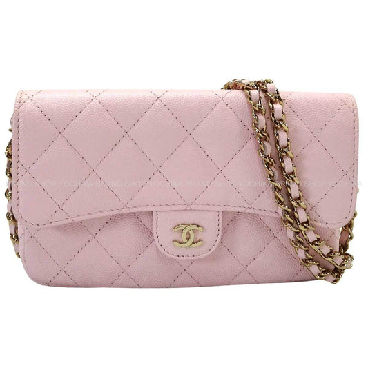 [Pre-loved] CHANEL Shoulder bag Chain Matelasse COCO Phone CaseBaby Pink Graind Calf(Caviarskin) Champagne Gold HW AP2096[LIKE NEW][Authentic]