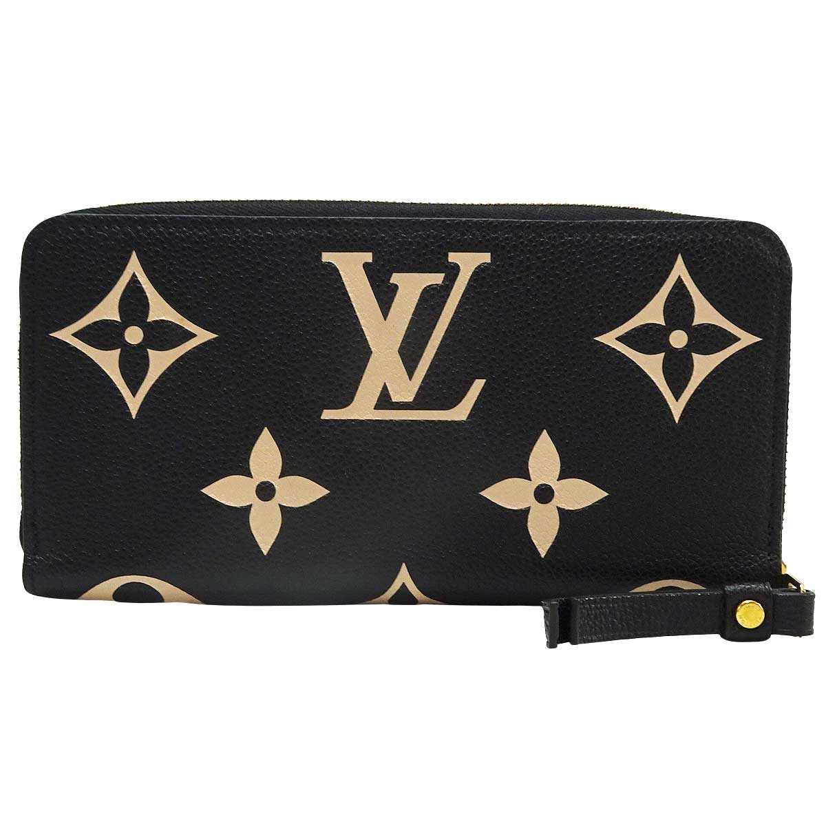 [Pre-loved] LOUIS VUITTON long wallet Zippy Wallet Noir (Black)/Beige Monogram Empreinte Gold HW M80481[LIKE NEW][Authentic]