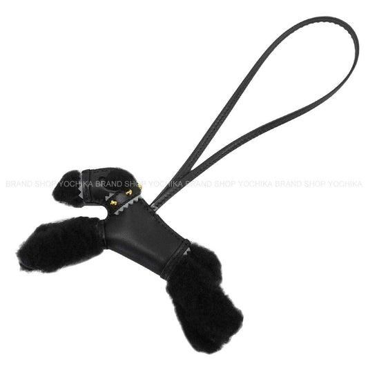 HERMES bag charm Buddy with Studs Collar Noir (Black)/Gris Pantin Mouton/Agneau Milo Gold HW Stamp K[BRAND NEW][Authentic]
