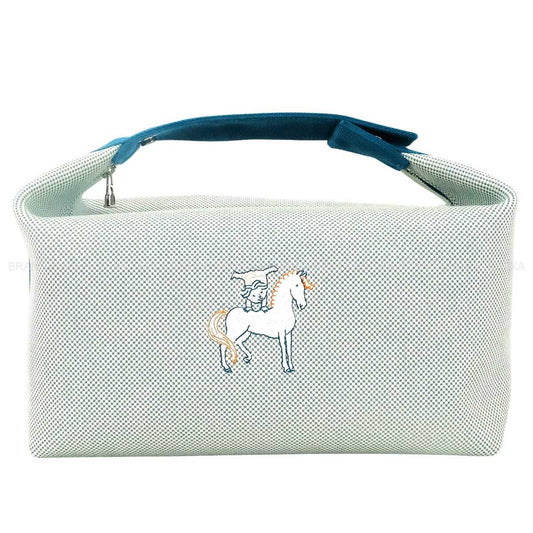 HERMES Handbag Bride a Brac GM CabrioleBleu Nattier Toile H Silver HW[BRAND NEW][Authentic]