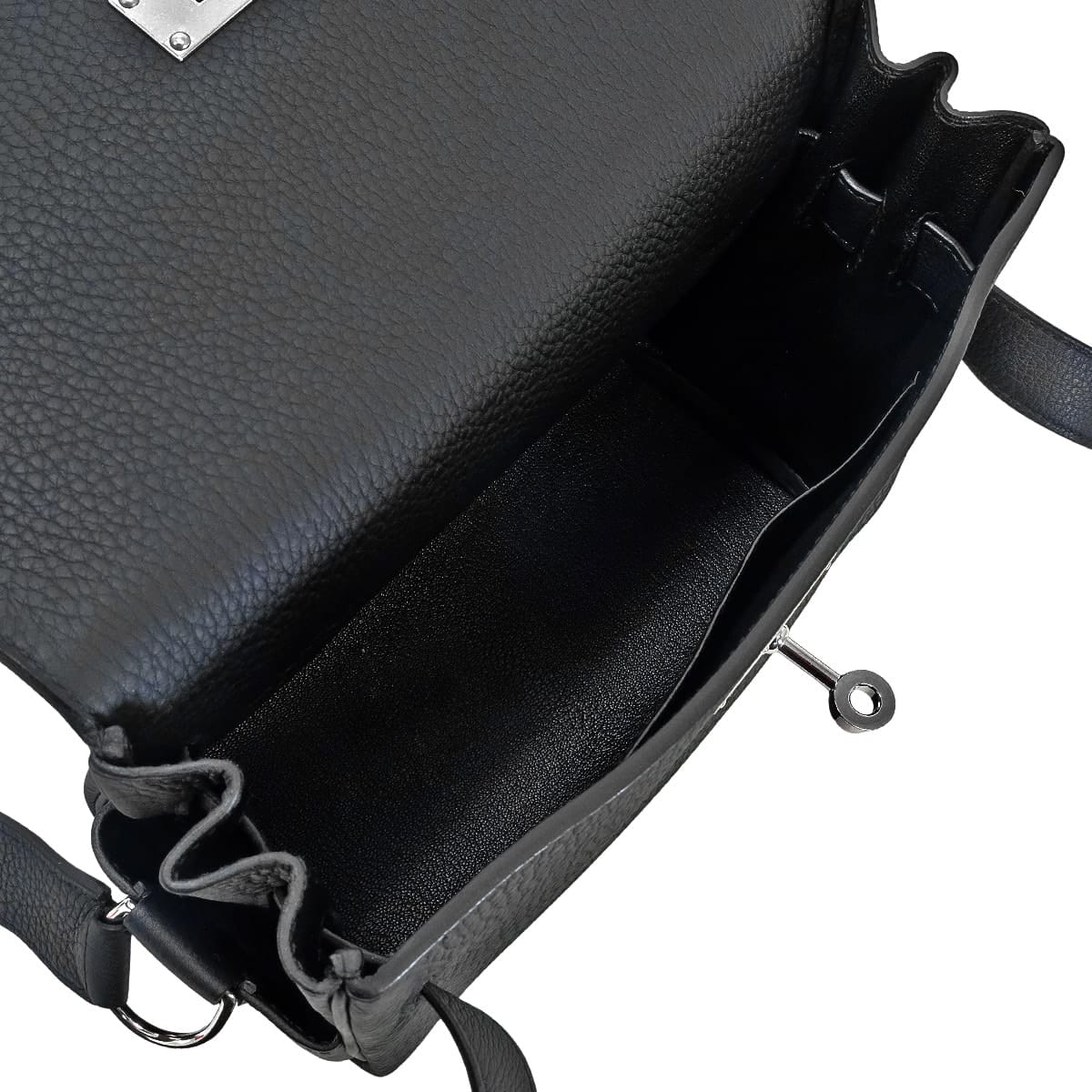 [Pre-loved] HERMES Shoulder bag Kelly Messenger 24 PM Noir (Black) Veau Togo Silver HW Stamp K[LIKE NEW][Authentic]